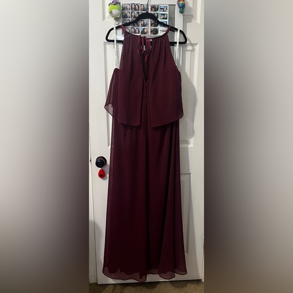 David’s bridal chiffon burgundy red bridesmaids/ formal dress size 16 - Picture 2 of 3